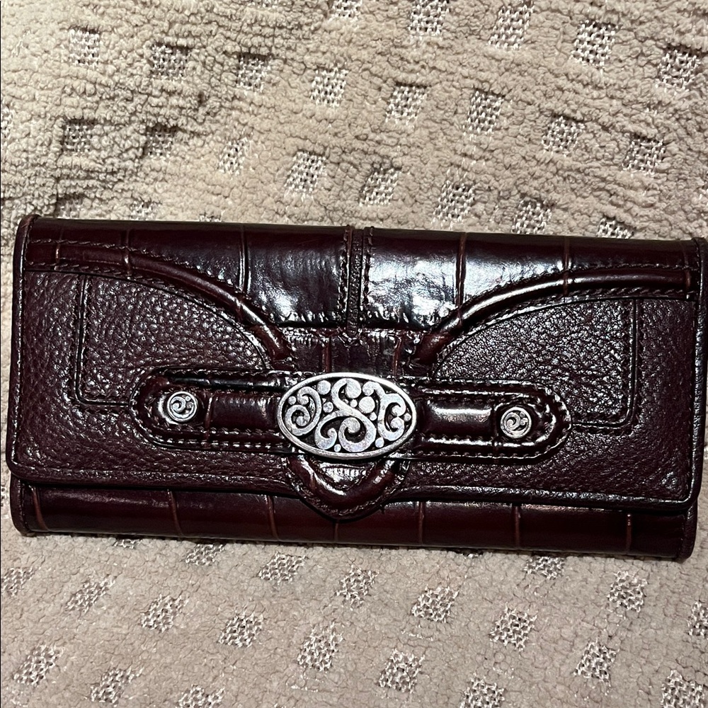 Brighton Rich Brown Leather Wallet with Silver Details